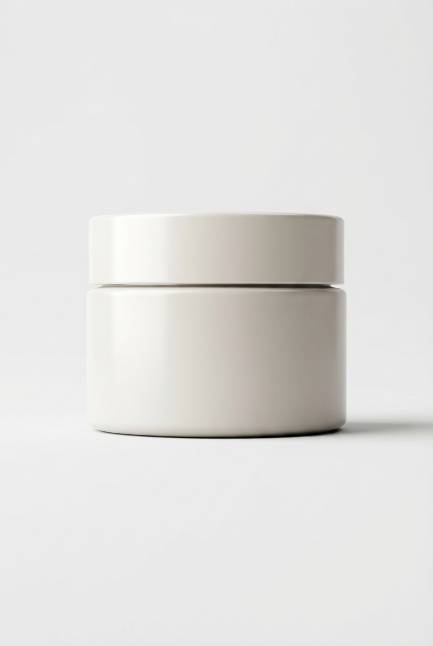 Ivory dewy gel-cream face moisturizer jar on matte off-white background