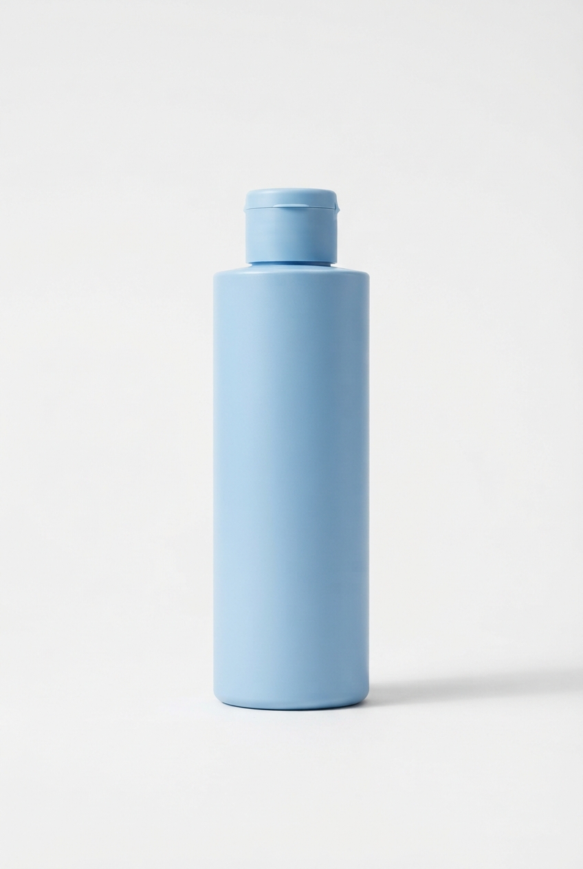 Lightblue balancing gel facial cleanser bottle on matte off-white background