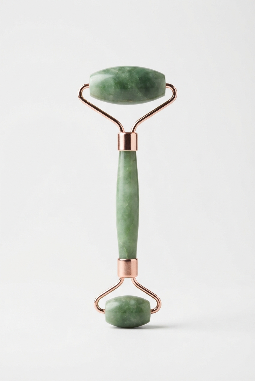 Seagreen calming facial roller on matte off-white background