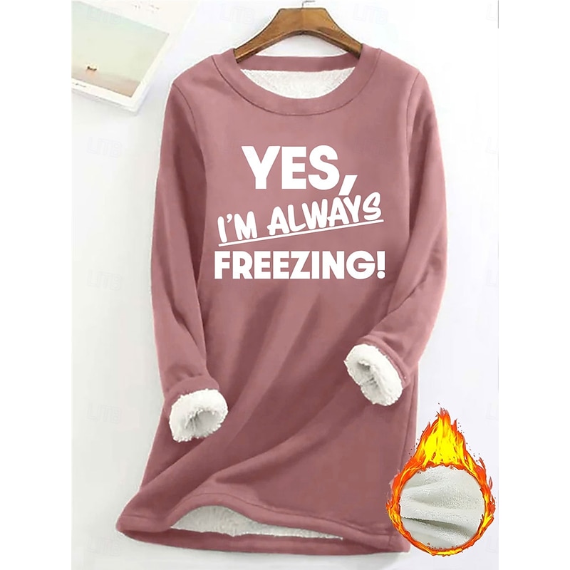Women's Sweatshirt Fleece Letter Street Dailywear Print Casual Comfrt Crew Neck Long Sleeve Micro-elastic Fall Winter Comfrt Breathable Soft Fabric 20