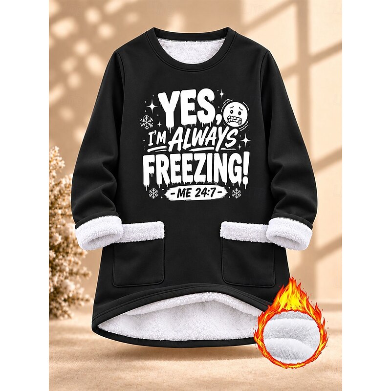 Women's Pullover Sweatshirt Pullover Pocket Print Graphic Letter Warm Fashion Casual Long Sleeve Crew Neck Round Neck Long Tops Casual Street Dailywea