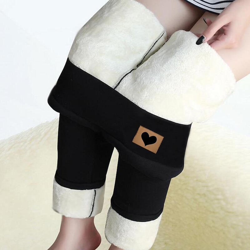 Women's Fleece Lined Leggings Fleece Pants Pants Trousers Leggings Casual Lounge Full Length High Waist Patterned Elastic Waistband High Cut Thermal W