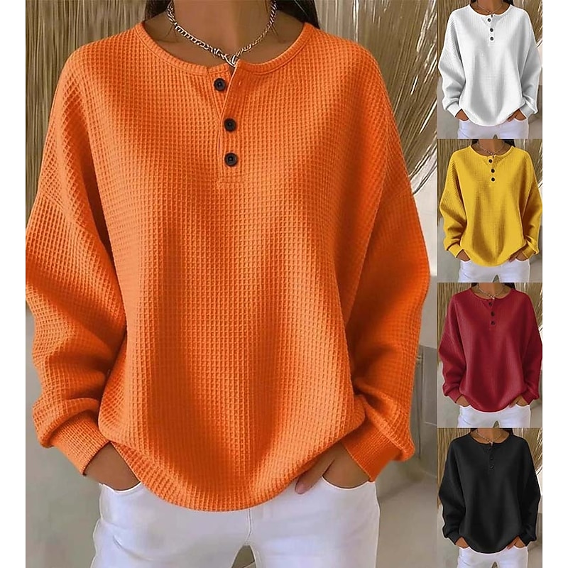 Women's Sweatshirt Elegant Streetwear Daily Solid Color Ribbed V Neck Braided Print Long Sleeve Regular Tops Knit Formal Outdoor Home Black White Spri