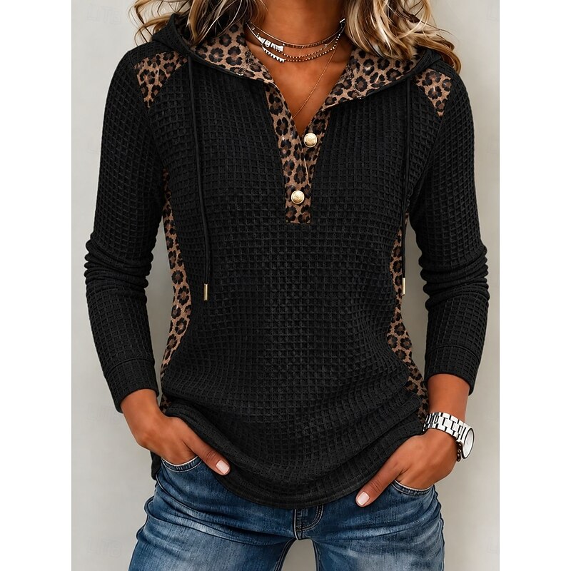 Women's Waffle Hoodies Waffle Sweatshirts Fashion Casual Long Sleeve Hooded Regular Tops Blue White claret Black Green Spring Fall Winter 2026 - $26.9