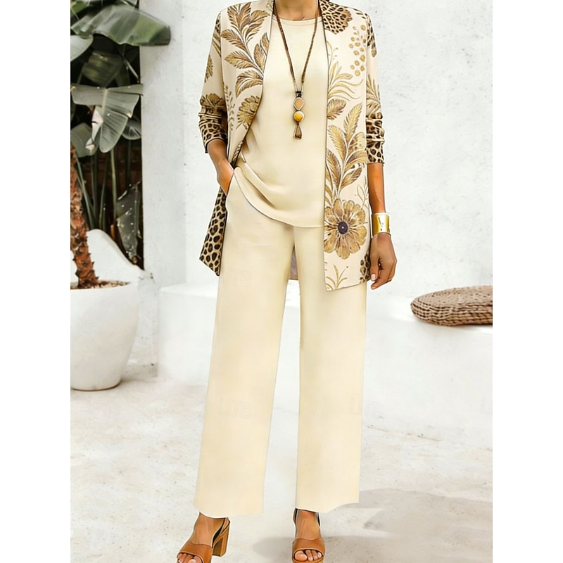 Floral Graphic Long Sleeve Casual Pants Set