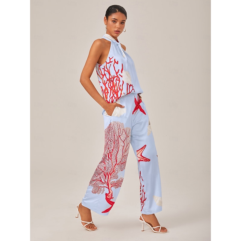 Ocean-Inspired Print Vacation Two-Piece Set