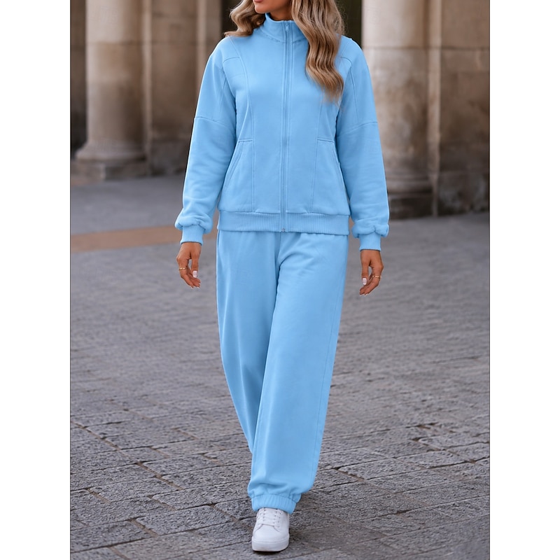 Zip-Up Sweatshirt & Casual Pants Set