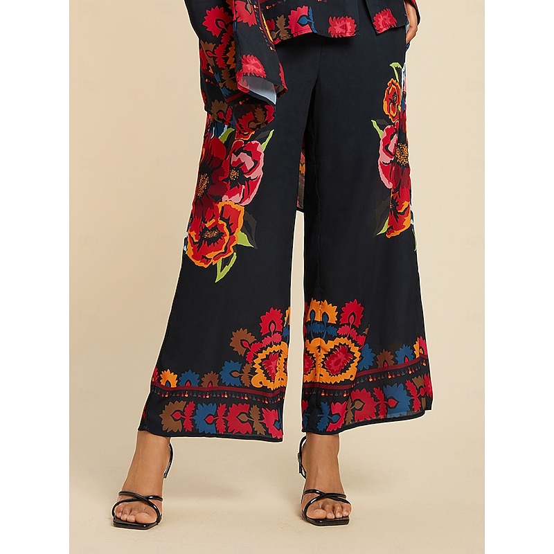 Women's Pants Chiffon Floral Print Elasticated Waistband Casual Vacation Spring Fall 2026 - $79.99