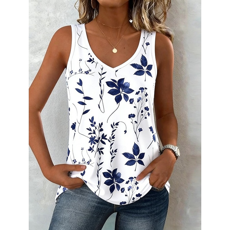 Women's Tank Top Print Graphic Paisley Bohemia Stylish Sleeveless V Neck Long Tops Casual Beach Going out Blue White Yellow Purple Green Summer Spring