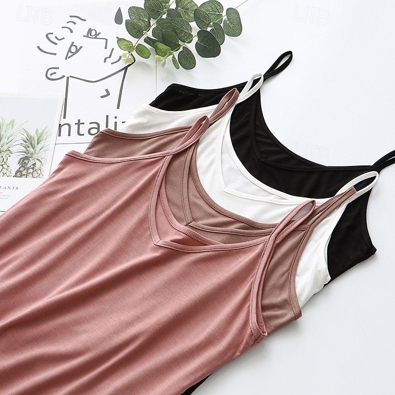 Women's Camisole Tank Top Backless Solid Color Daily Basic Casual Sleeveless Strap Regular Tops Daily Black White Pink Navy Blue Green Summer 2026 - $