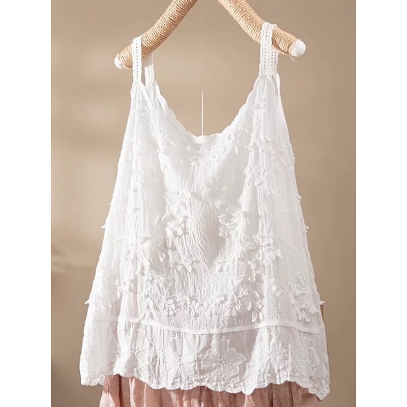 Women's Blouse Lace Tops Camisole Tank Top Lace Embroidered Eyelet Floral Plain Stylish Classic Modern Sleeveless Crew Neck Regular Tops Daily Holiday