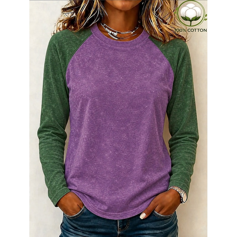 Women's Shirt Washed Cotton 100% Cotton Plain Vintage Fashion Stylish Sleeveless Short Sleeve Long Sleeve Crew Neck Regular Tops Casual Beach Blue Bla