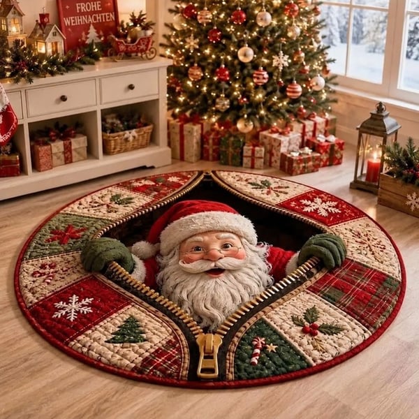 🎄3D Christmas Gnome Optical Illusion Round Rug | Fun Festive Home Decor Must‐Have⭐🏠🎁