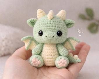 Crochet Dragon Plush, Amigurumi Dragon Toy, Cute Handmade Fantasy Creature, Kawaii Mini Dragon Doll, Gift for Kids