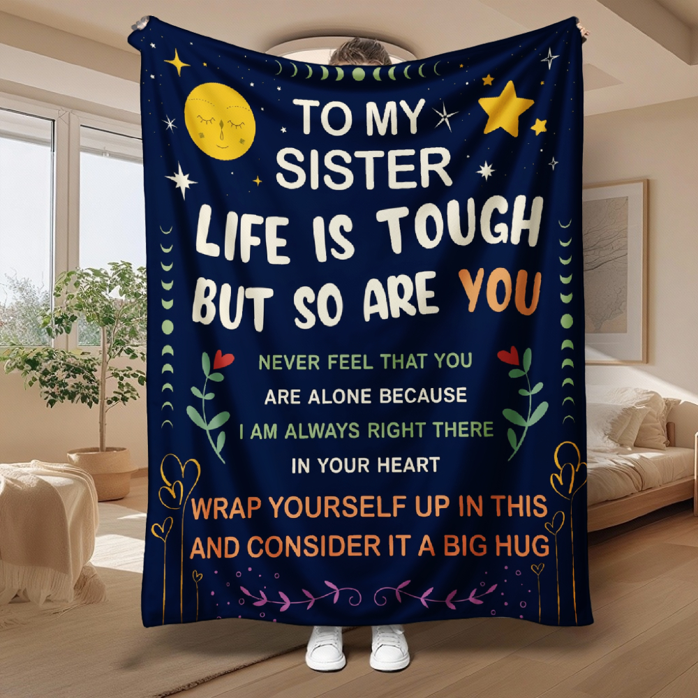 To My Sister Inspirational Throw Blanket – Moon & Stars