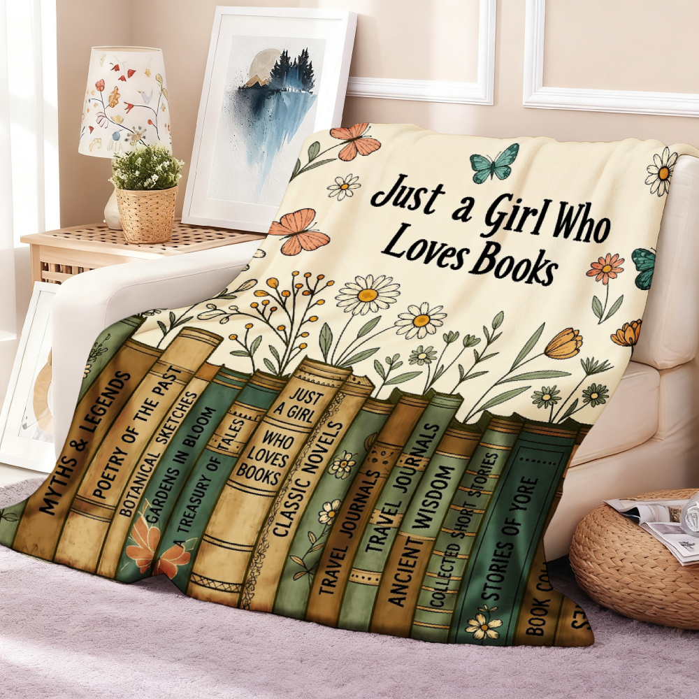 Book Lover Floral & Butterfly Throw Blanket