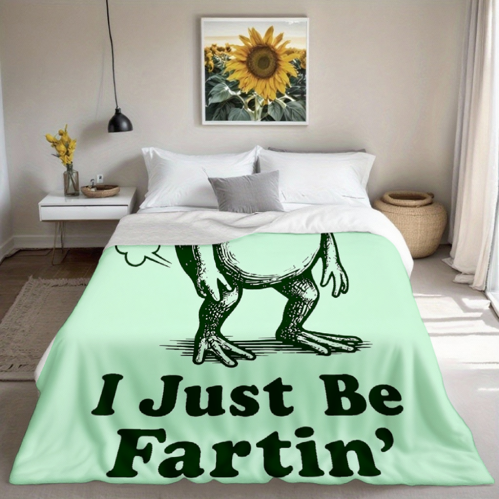 Funny Frog Throw Blanket – Mint Green Humor Gift