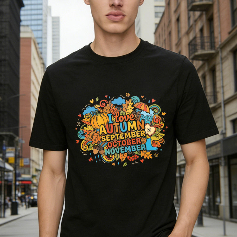 I Love Autumn September October November Fall Season Graphic T-shirt