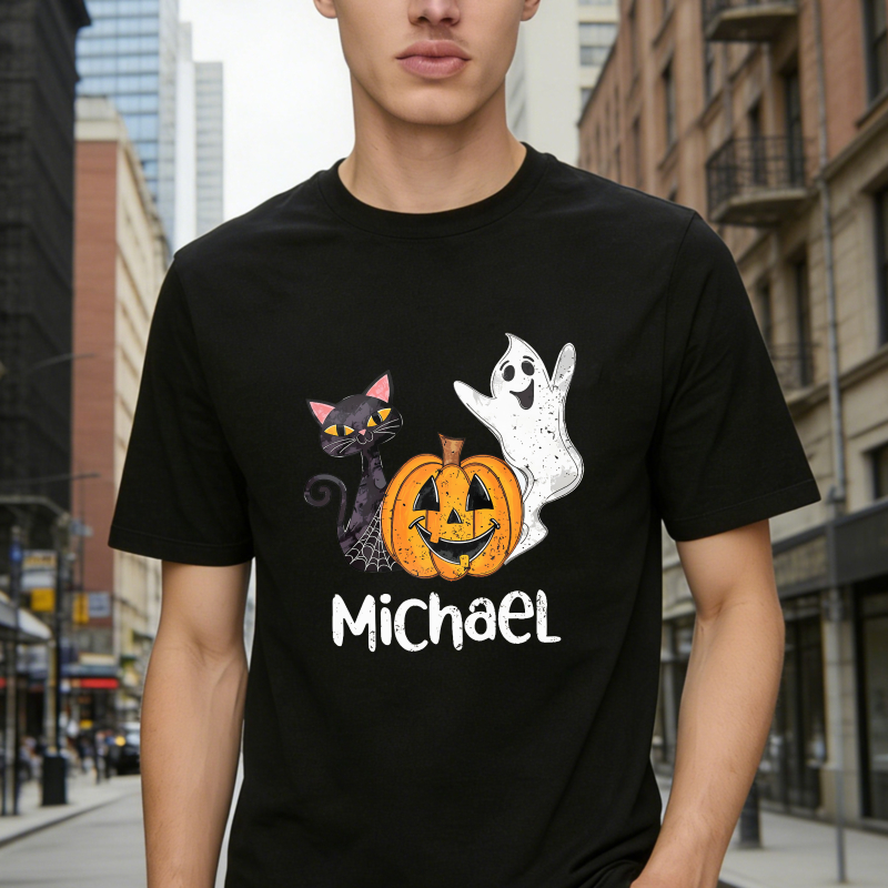 Halloween Black Cat Ghost Pumpkin Michael Unisex Classic T-shirt