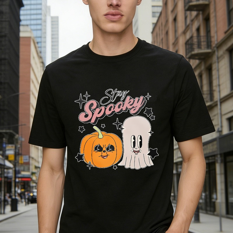 Stay Spooky Cute Pumpkin And Ghost Halloween Unisex Classic T-shirt