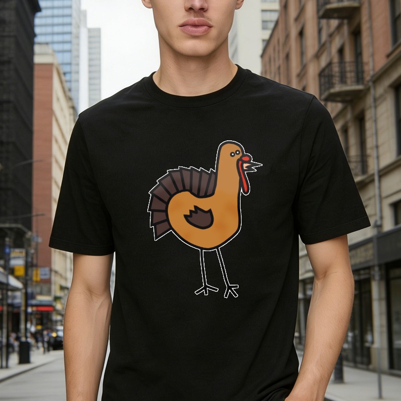 Cartoon Turkey Bird Graphic T-shirt
