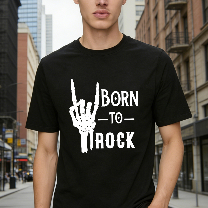 Born To Rock Skeleton Hand Gesture Unisex Classic T-shirt