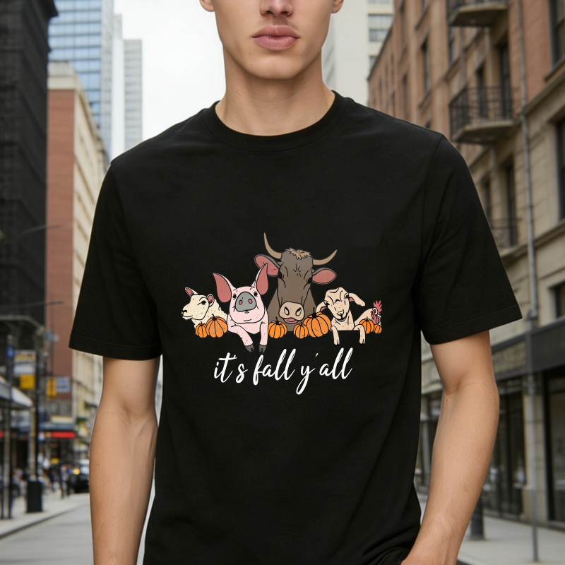 Cute Farm Animals With Pumpkins Its Fall Y All Unisex Classic T Shirt