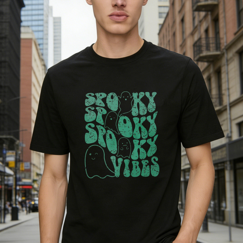 Spooky Vibes Ghost Halloween Graphic Unisex Classic T-shirt