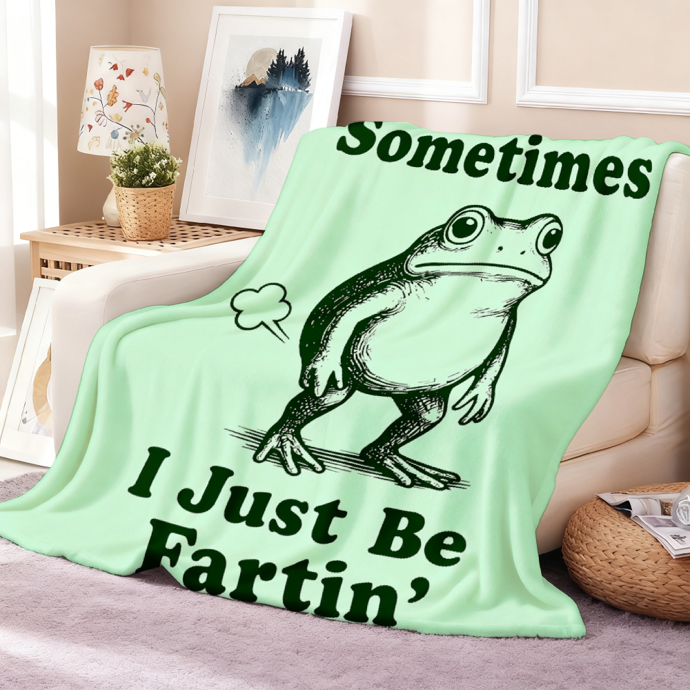 Funny Frog Throw Blanket – Mint Green Humor Gift