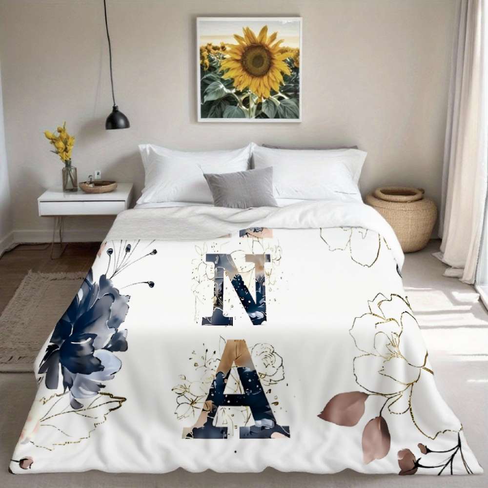 Nana Floral Throw Blanket – Navy & Blush Grandma Gift