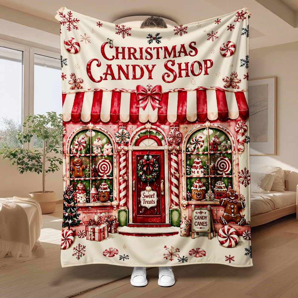 Christmas Candy Shop & Gingerbread Throw Blanket