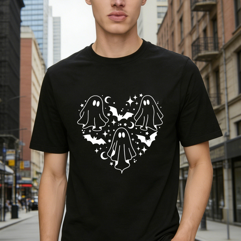 Cute Ghosts Bats Moon Stars Heart Shape Halloween Unisex Classic T-shirt