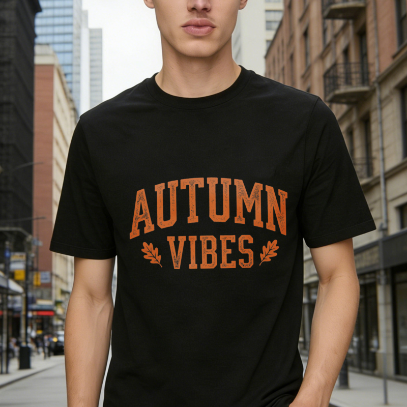 Autumn Vibes With Leaves Graphic T-shirt