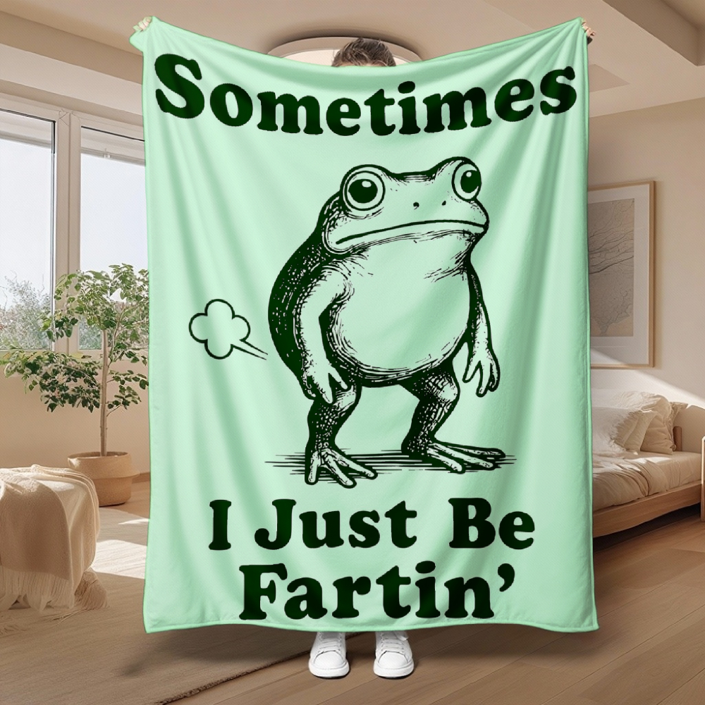 Funny Frog Throw Blanket – Mint Green Humor Gift