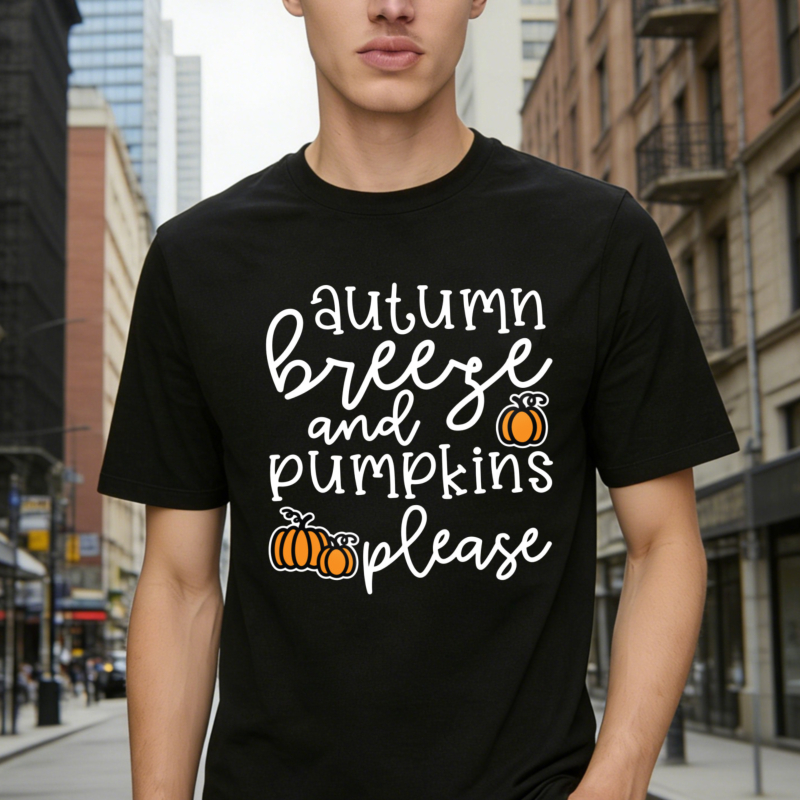 Autumn Breeze And Pumpkins Please Fall Season Graphic T-shirt