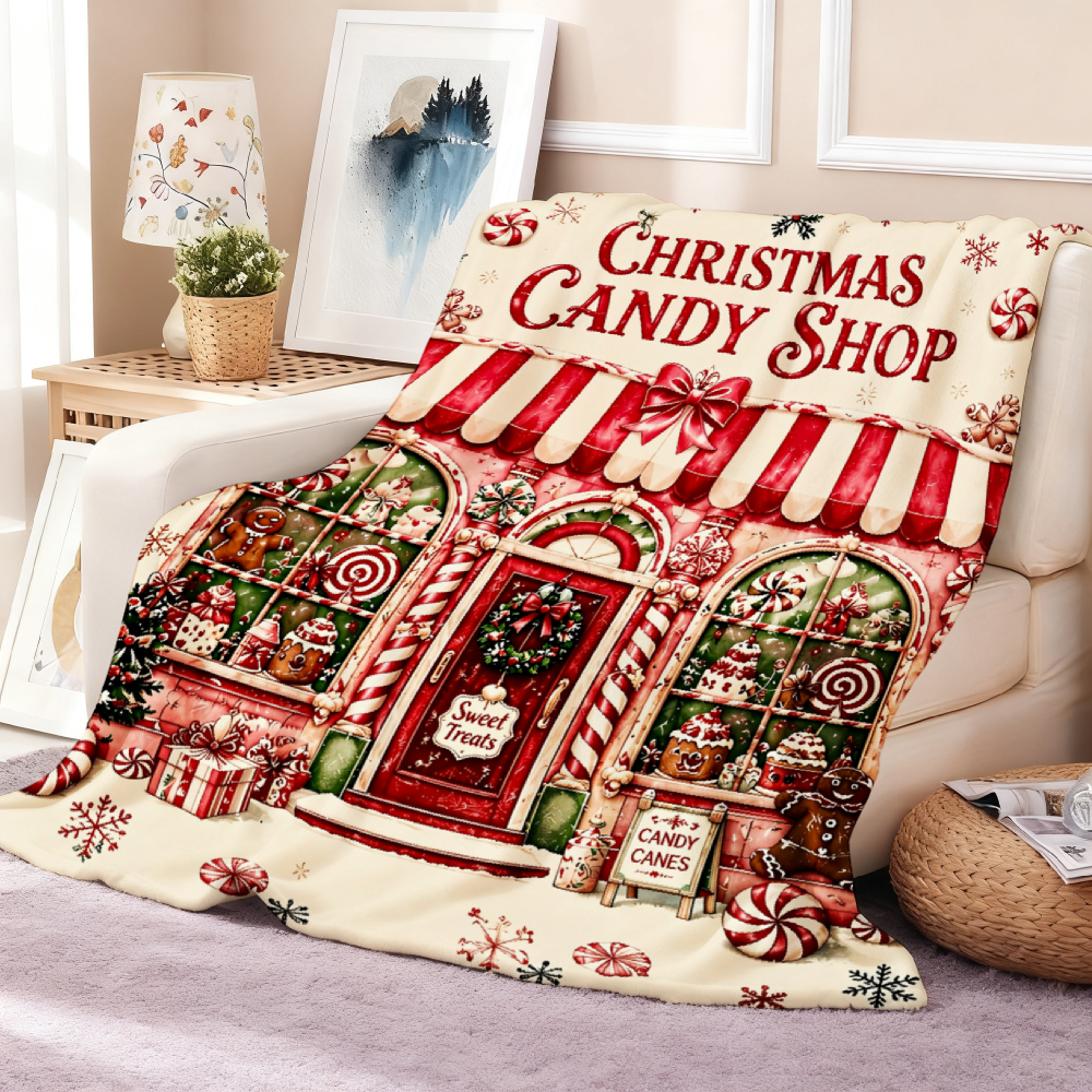 Christmas Candy Shop & Gingerbread Throw Blanket