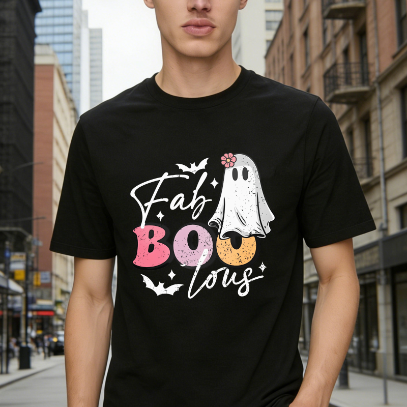 Fabulous Ghost With Flower And Bats Halloween Unisex Classic T-shirt
