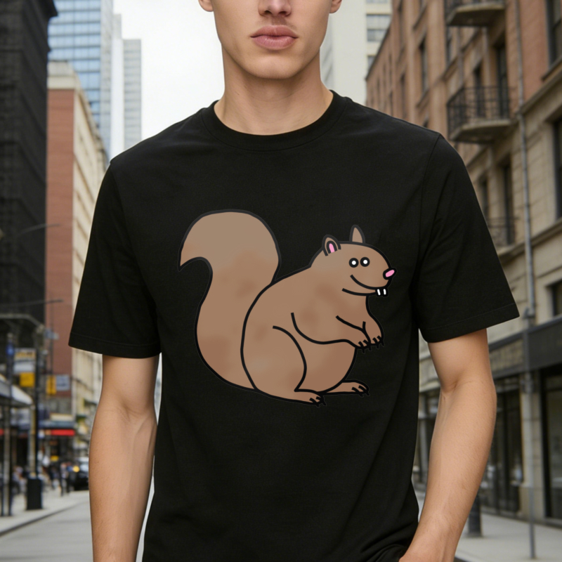 Cute Cartoon Squirrel Graphic T-shirt