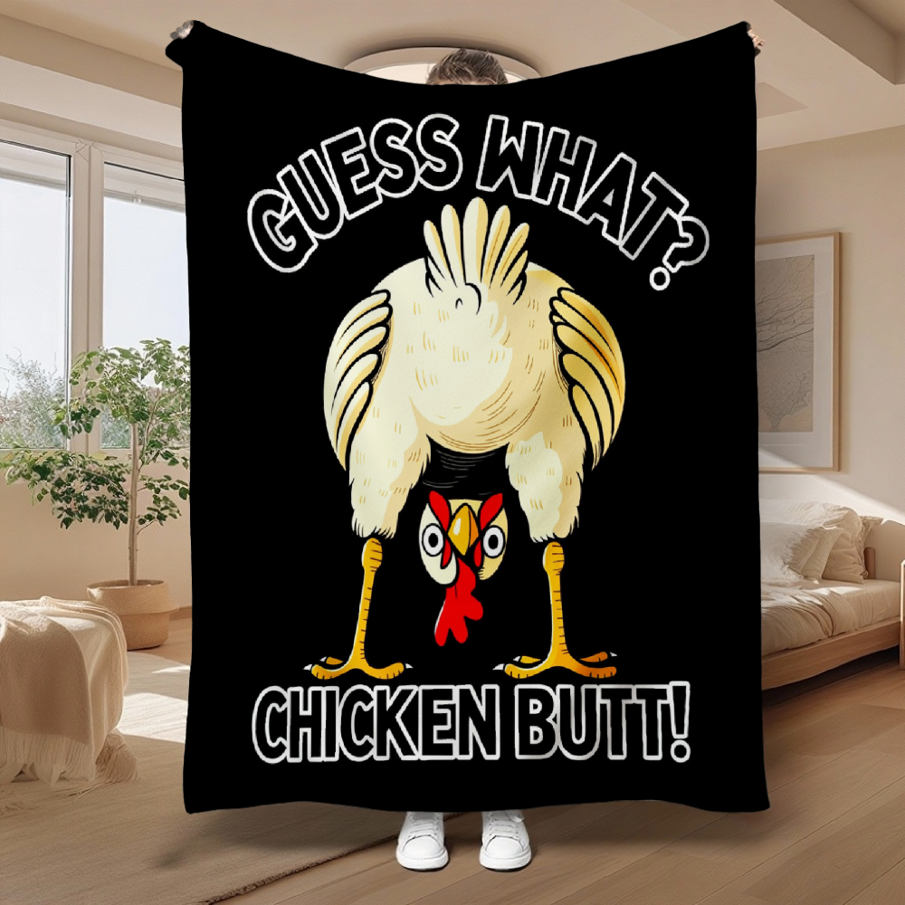 Funny Upside Down Chicken Throw Blanket, Humorous Farm Bird Graphic Flannel Blanket