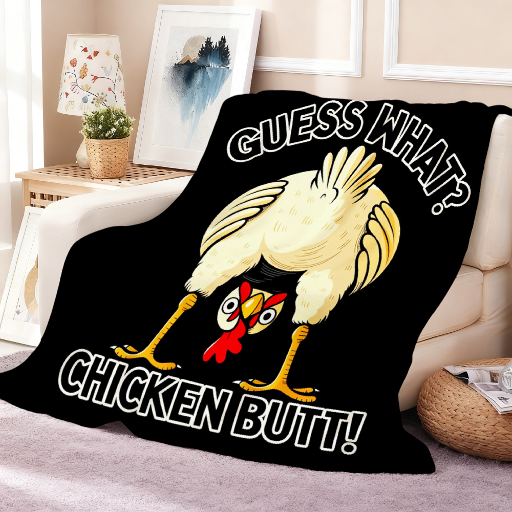 Funny Upside Down Chicken Throw Blanket, Humorous Farm Bird Graphic Flannel Blanket