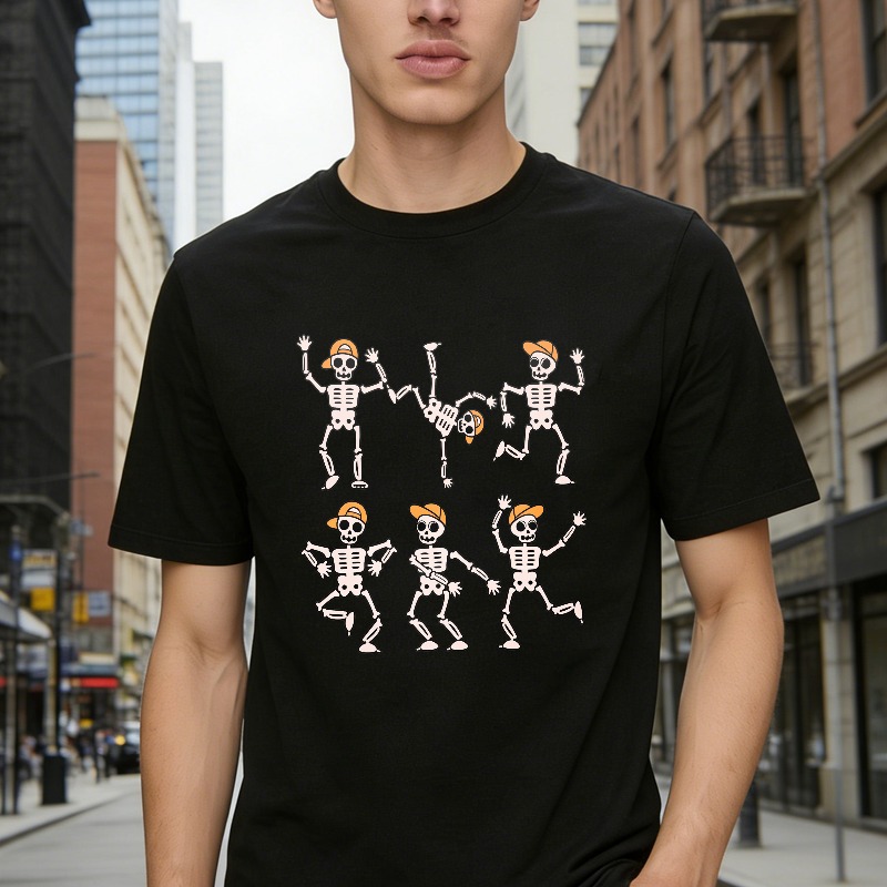 Funny Dancing Skeletons With Orange Hats Unisex Classic T-shirt