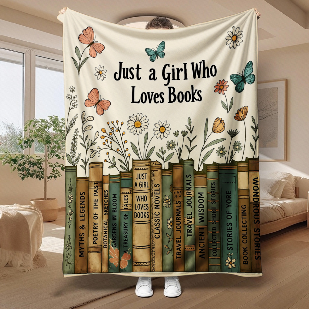 Book Lover Floral & Butterfly Throw Blanket