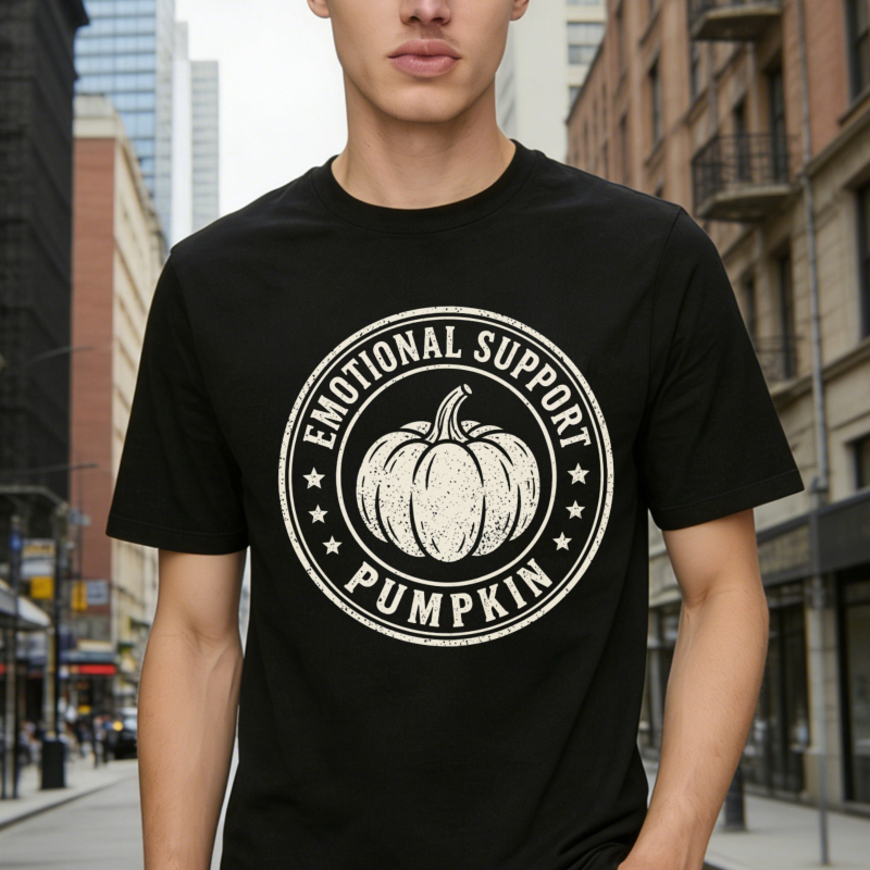 Emotional Support Pumpkin Vintage Retro Graphic T-shirt
