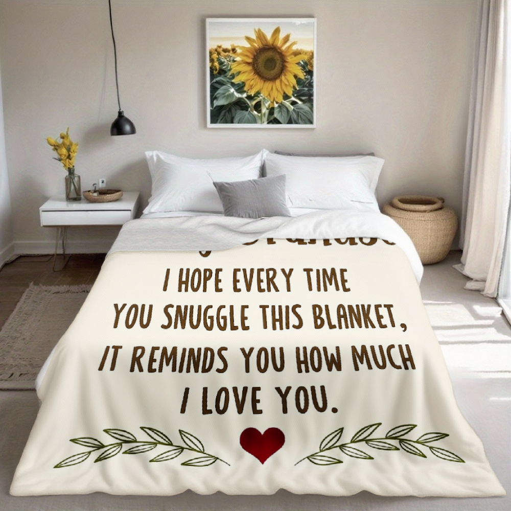 Grandson Heartfelt Message Throw Blanket, Hand & Heart Doodle Soft Flannel Blanket