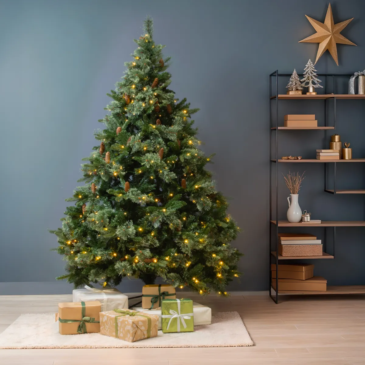 Sapin de Noël artificiel lumineux Everest – 180 cm, vert et LED blanc chaud