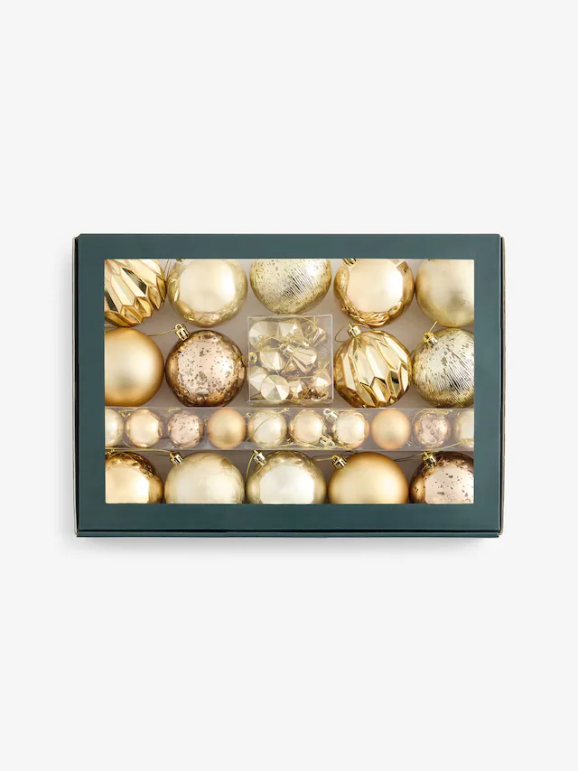 Lot de 50 boules de Noël dorées incassables