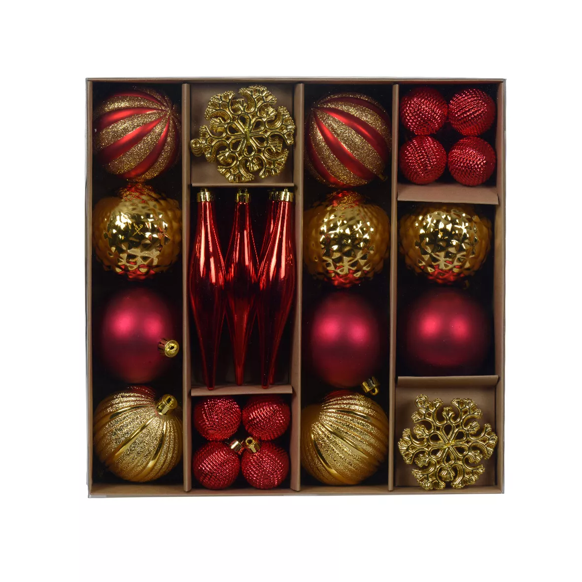Kit de décoration de sapin de Noël Christmas Bordeaux et or clair