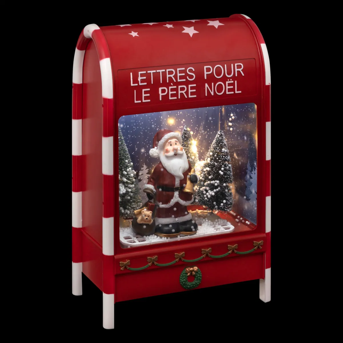 Boule à neige lumineuse Boîte aux lettres du Père Noël – 40 cm, 12 LED