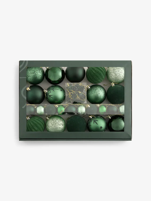 Lot de 50 boules de Noël vert forêt foncé incassables