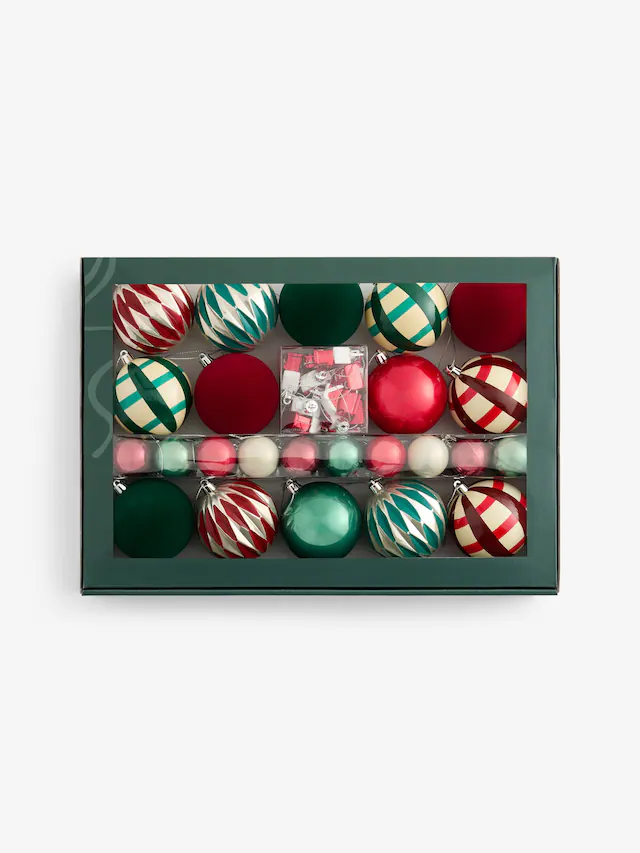 Lot de 50 boules de Noël classiques rouges et vertes incassables